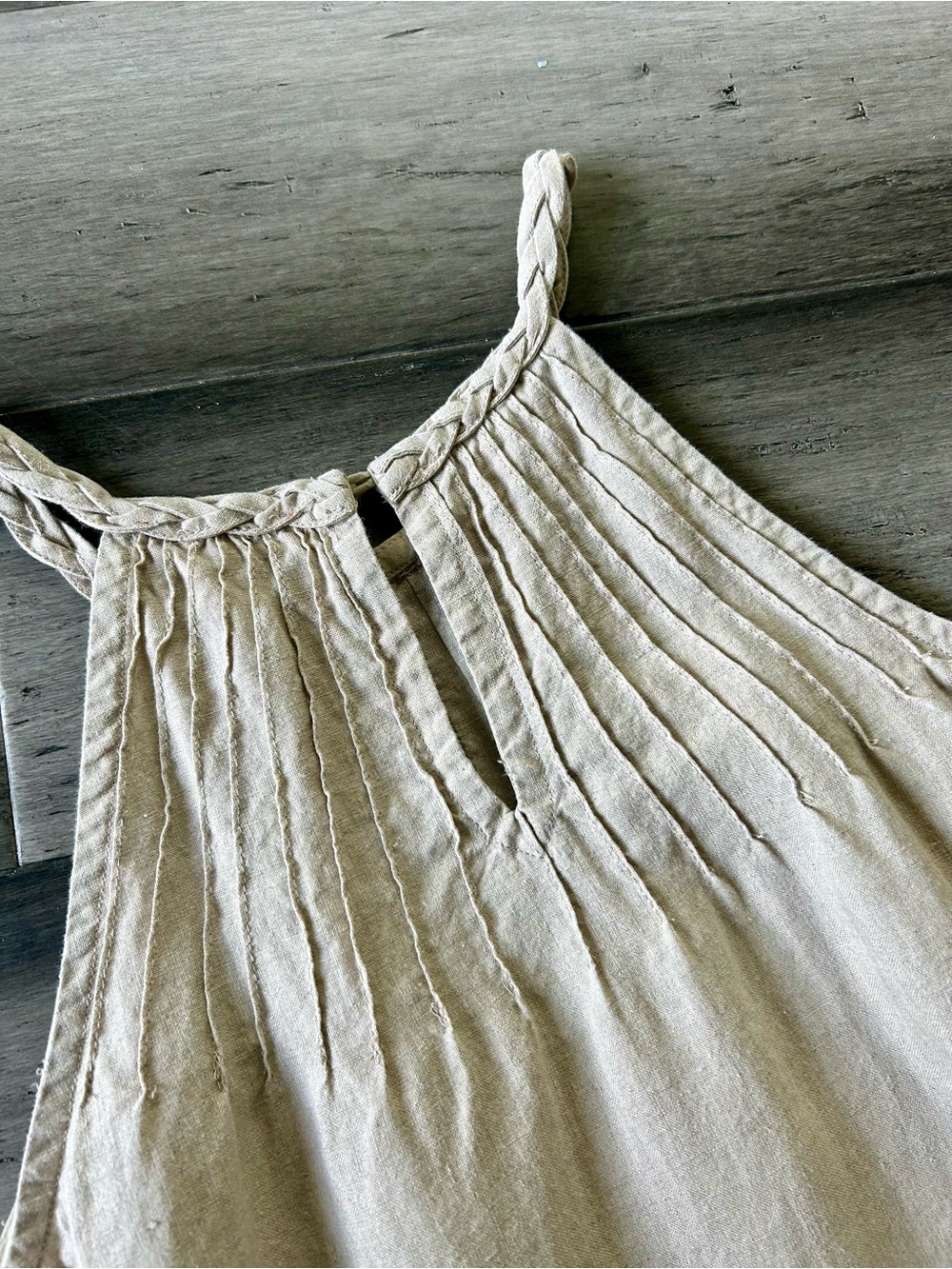 Relax by Tommy Bahama Beige Linen High Cut Neck Shift Dress - Picture 8 of 12